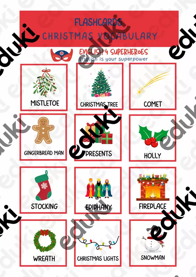 Christmas vocabulary - vocaboli di Natale Flashcard - Christmas vocabulary - vocaboli di Natale - english4superheroes - Pagina di copertina