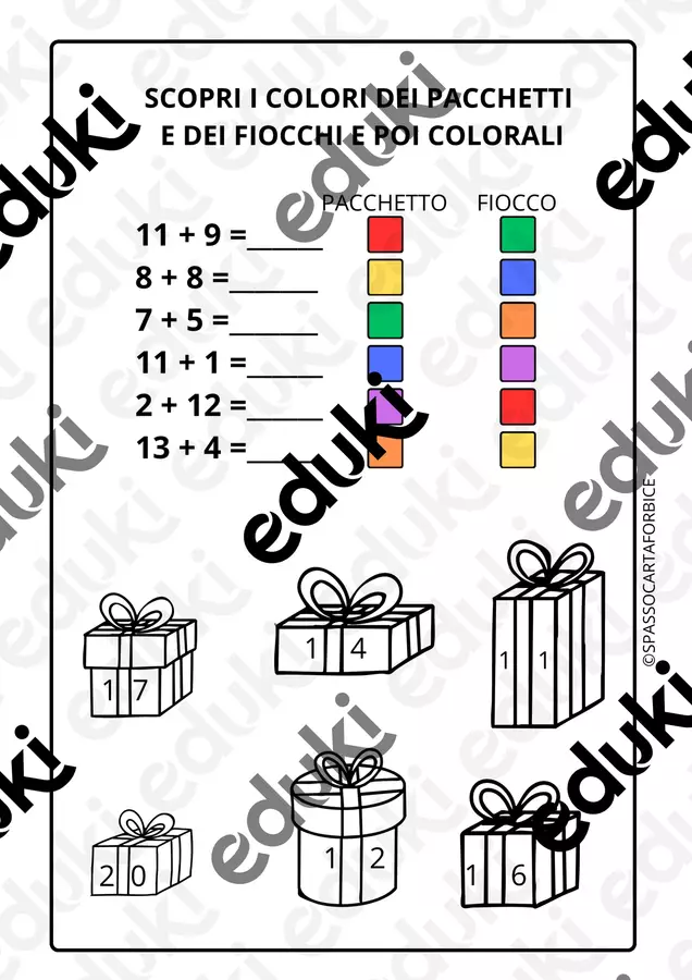 Giochi di Natale con addizioni entro il 20 Esercizi - Giochi di Natale con addizioni entro il 20 - Spassocartaforbice - Pagina di copertina