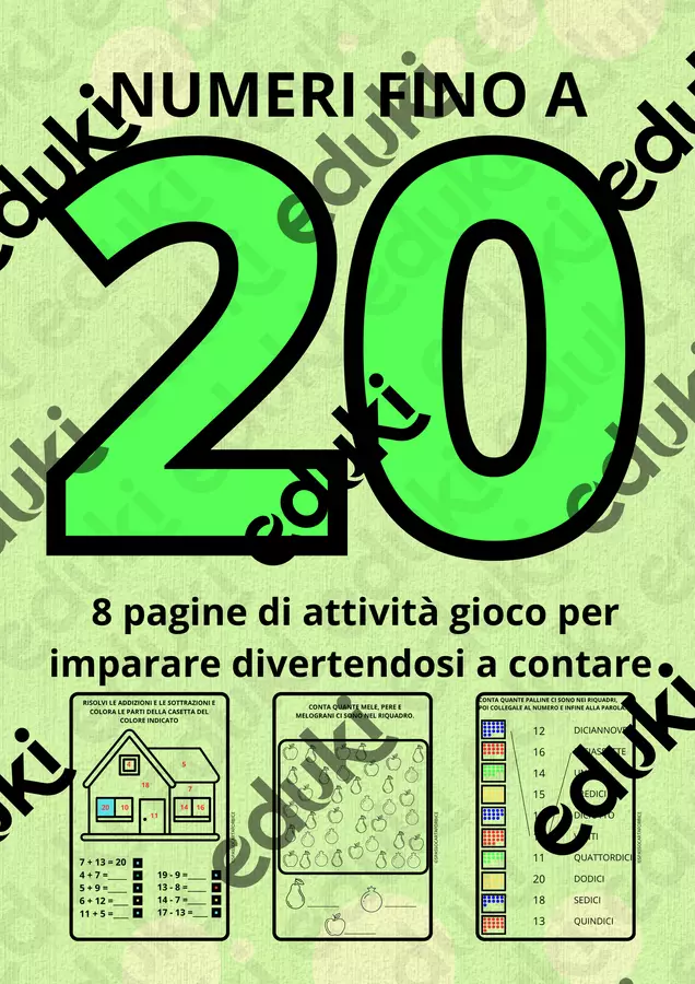 GIOCHI MATEMATICI CON I NUMERI ENTRO IL 20 Esercizi - GIOCHI MATEMATICI CON I NUMERI ENTRO IL 20 - Spassocartaforbice - Pagina di copertina