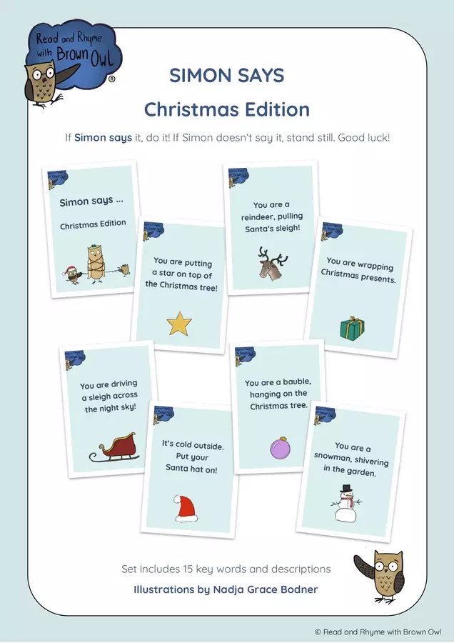 Brown Owl's Christmas Simon Says Giochi - Brown Owl's Christmas Simon Says - Read and Rhyme with Brown Owl - Pagina di copertina