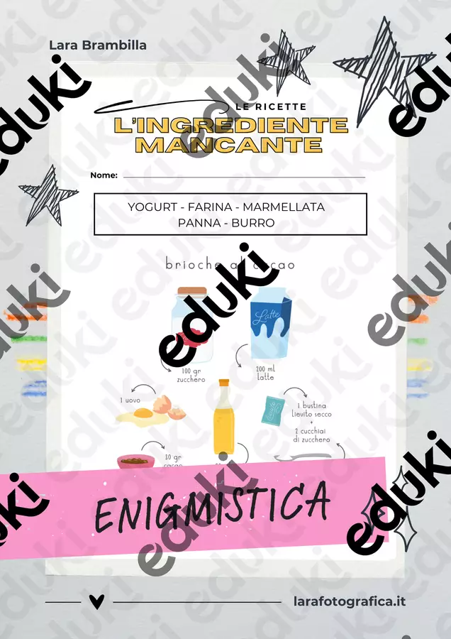 ENIGMISTICA RICETTE ITALIANE | VOL 1 Esercizi - ENIGMISTICA RICETTE ITALIANE | VOL 1 - Lara Brambilla - Pagina di copertina
