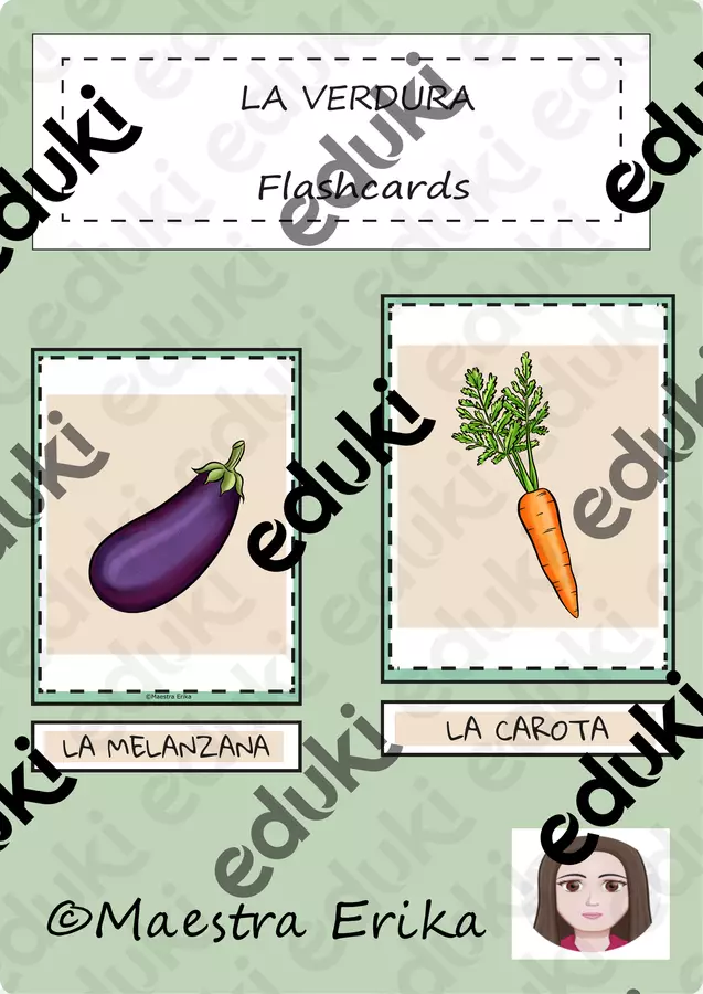 "La verdura" flashcards lessicali Flashcard - "La verdura" flashcards lessicali - Maestra Erika - Pagina di copertina