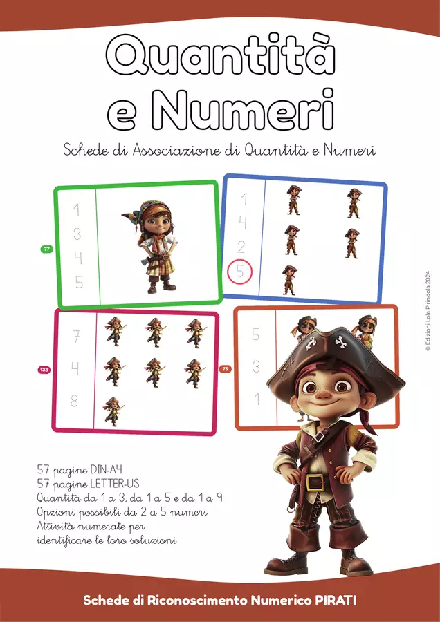 Quantità e Numeri PIRATI Vol. 1 Esercizi - Quantità e Numeri PIRATI Vol. 1 - Lola Pirindola - Pagina di copertina