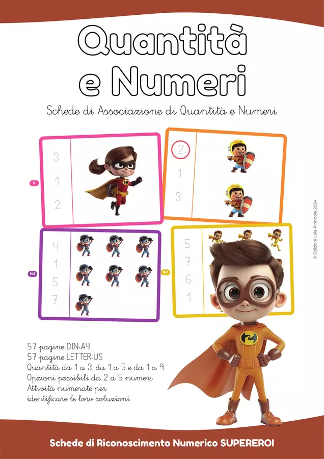 Quantità e Numeri SUPEREROI Vol. 1 Esercizi - Quantità e Numeri SUPEREROI Vol. 1 - Lola Pirindola - Pagina di copertina