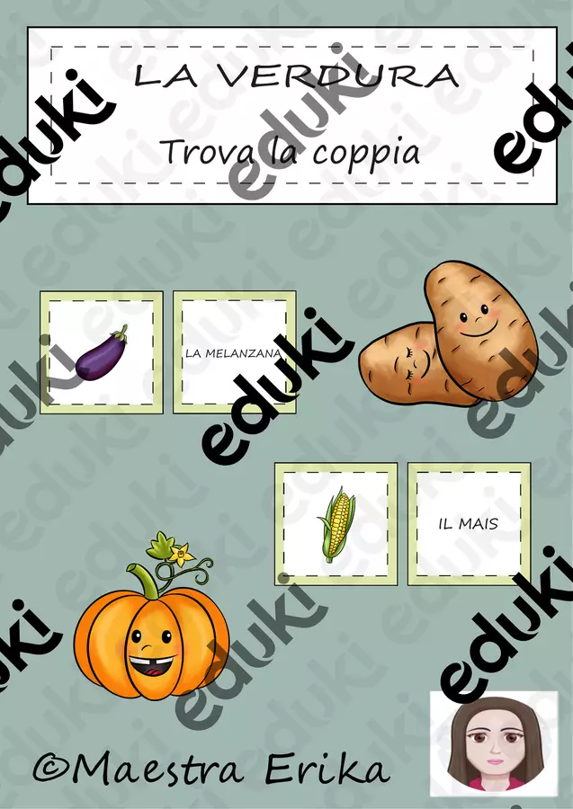 "La verdura" gioco trova la coppia Giochi - "La verdura" gioco trova la coppia - Maestra Erika - Pagina di copertina