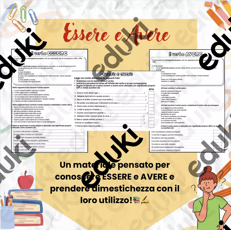 ESSERE E AVERE schemi e esercizi Esercizi - ESSERE E AVERE schemi e esercizi - Caterina Borello - Pagina di copertina