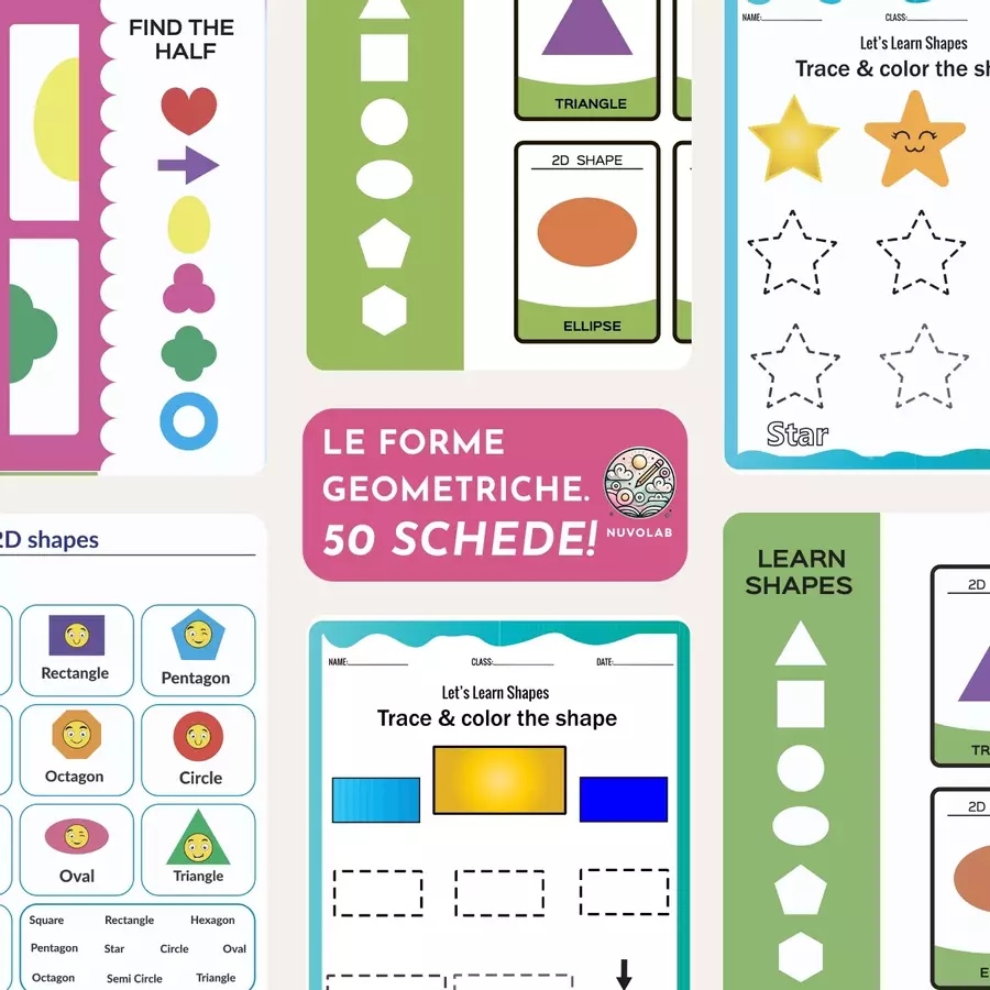 Imparare le Forme Geometriche in Inglese Flashcard - Imparare le Forme Geometriche in Inglese - NuvoLab - Pagina di copertina