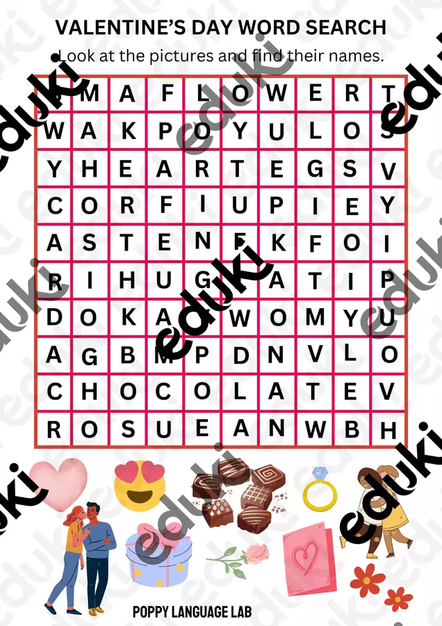 Cruciverba di San Valentino Giochi - Cruciverba di San Valentino - Poppy Language Lab - Pagina di copertina