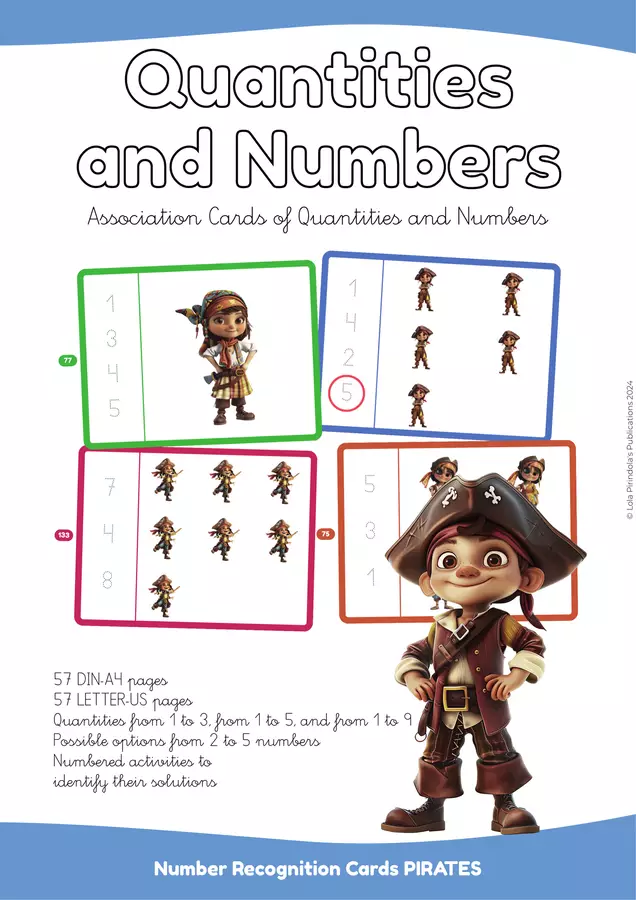 Quantità e Numeri PIRATI INGLESE Vol. 1 Esercizi - Quantità e Numeri PIRATI INGLESE Vol. 1 - Lola Pirindola - Pagina di copertina