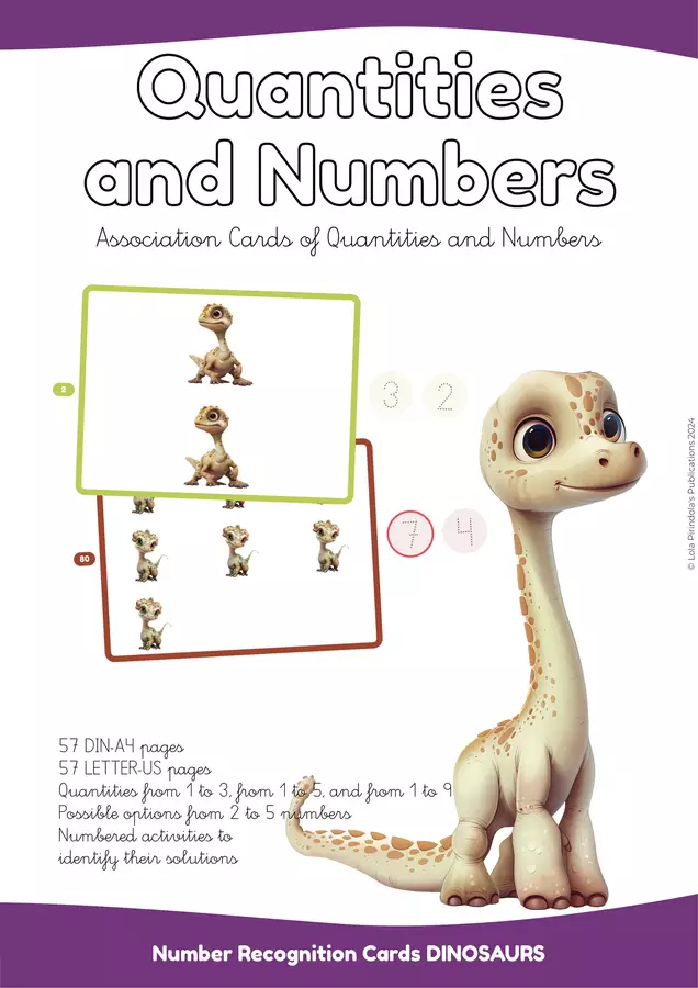Quantità e Numeri DINOSAURI INGLESE Vol.2 Esercizi - Quantità e Numeri DINOSAURI INGLESE Vol.2 - Lola Pirindola - Pagina di copertina