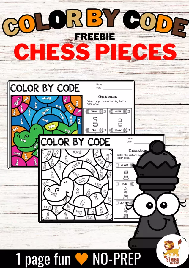Gratuito: Color by Code (Chess pieces) Inglese Scacchi Esercizi - Gratuito: Color by Code (Chess pieces) Inglese Scacchi - SIMBA Trainers Education - Pagina di copertina