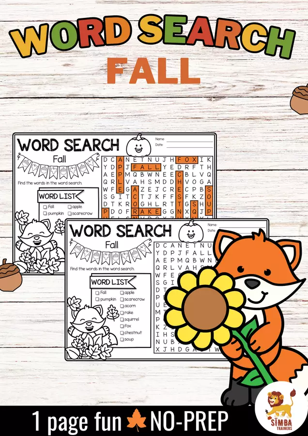 Word Search Puzzle (Fall) | Seasons Autunno Stagioni Inglese Esercizi - Word Search Puzzle (Fall) | Seasons Autunno Stagioni Inglese - SIMBA Trainers Education - Pagina di copertina