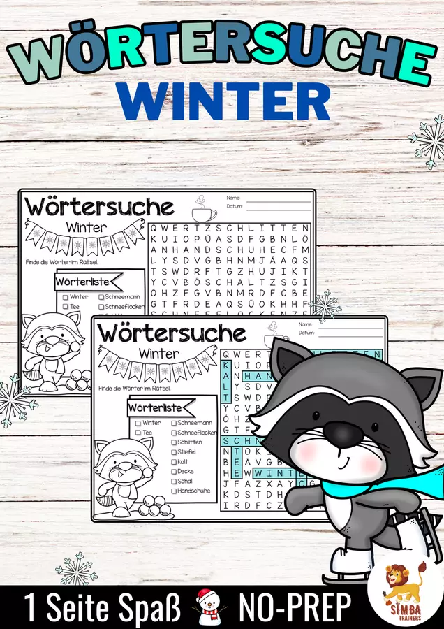 Wörtersuche / Suchsel (Winter) Jahreszeiten Inverno Stagioni Tedesco Esercizi - Wörtersuche / Suchsel (Winter) Jahreszeiten Inverno Stagioni Tedesco - SIMBA Trainers Education - Pagina di copertina