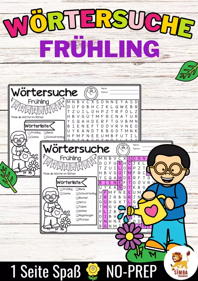 Wörtersuche / Suchsel (Frühling) Jahreszeiten Primavera Stagioni Tedesco Esercizi - Wörtersuche / Suchsel (Frühling) Jahreszeiten Primavera Stagioni Tedesco - SIMBA Trainers Education - Pagina di copertina