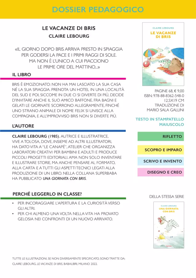Le vacanze di Bris (Dossier pedagogico) Esercizi - Le vacanze di Bris (Dossier pedagogico) - Babalibri - Pagina di copertina