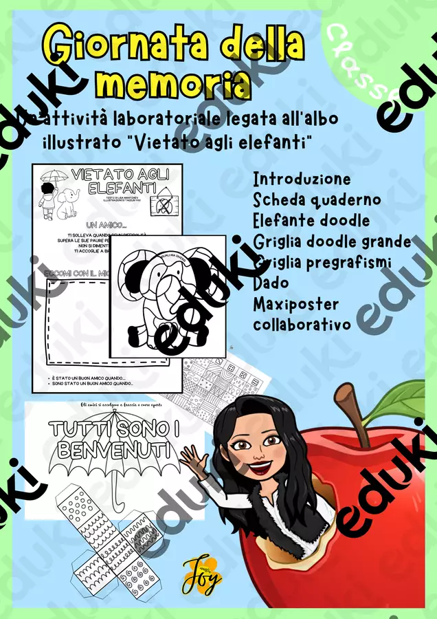 Giornata della memoria - "Vietato agli elefanti" Materiale per pittura e bricolage - Giornata della memoria - "Vietato agli elefanti" - MaestraJoy - Pagina di copertina