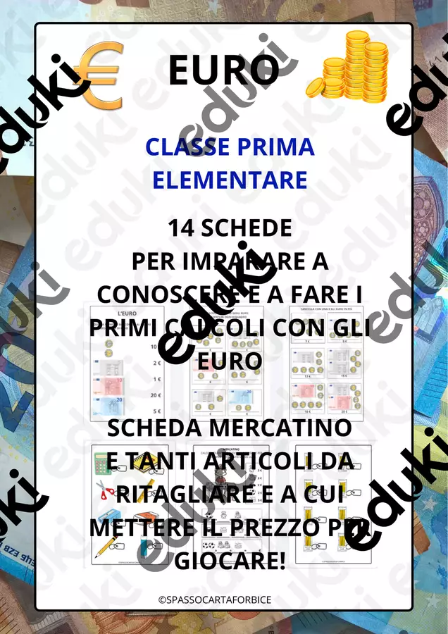 MATEMATICA EURO PRIMA ELEMENTARE Esercizi - MATEMATICA EURO PRIMA ELEMENTARE - Spassocartaforbice - Pagina di copertina