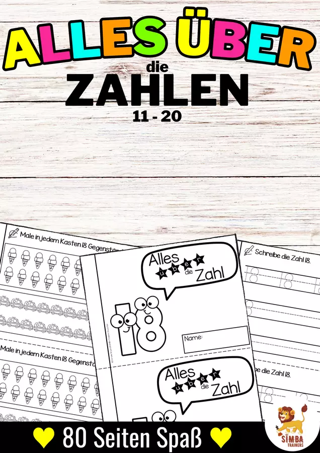 Alles über die Zahlen 11 - 20 | Numeri Matematica Tedesco Esercizi - Alles über die Zahlen 11 - 20 | Numeri Matematica Tedesco - SIMBA Trainers Education - Pagina di copertina