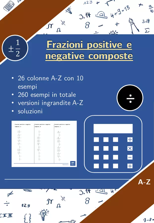 Frazioni positive e negative composte | matematica | 26 colonne Esercizi - Frazioni positive e negative composte | matematica | 26 colonne - Materiali Matematici - Pagina di copertina