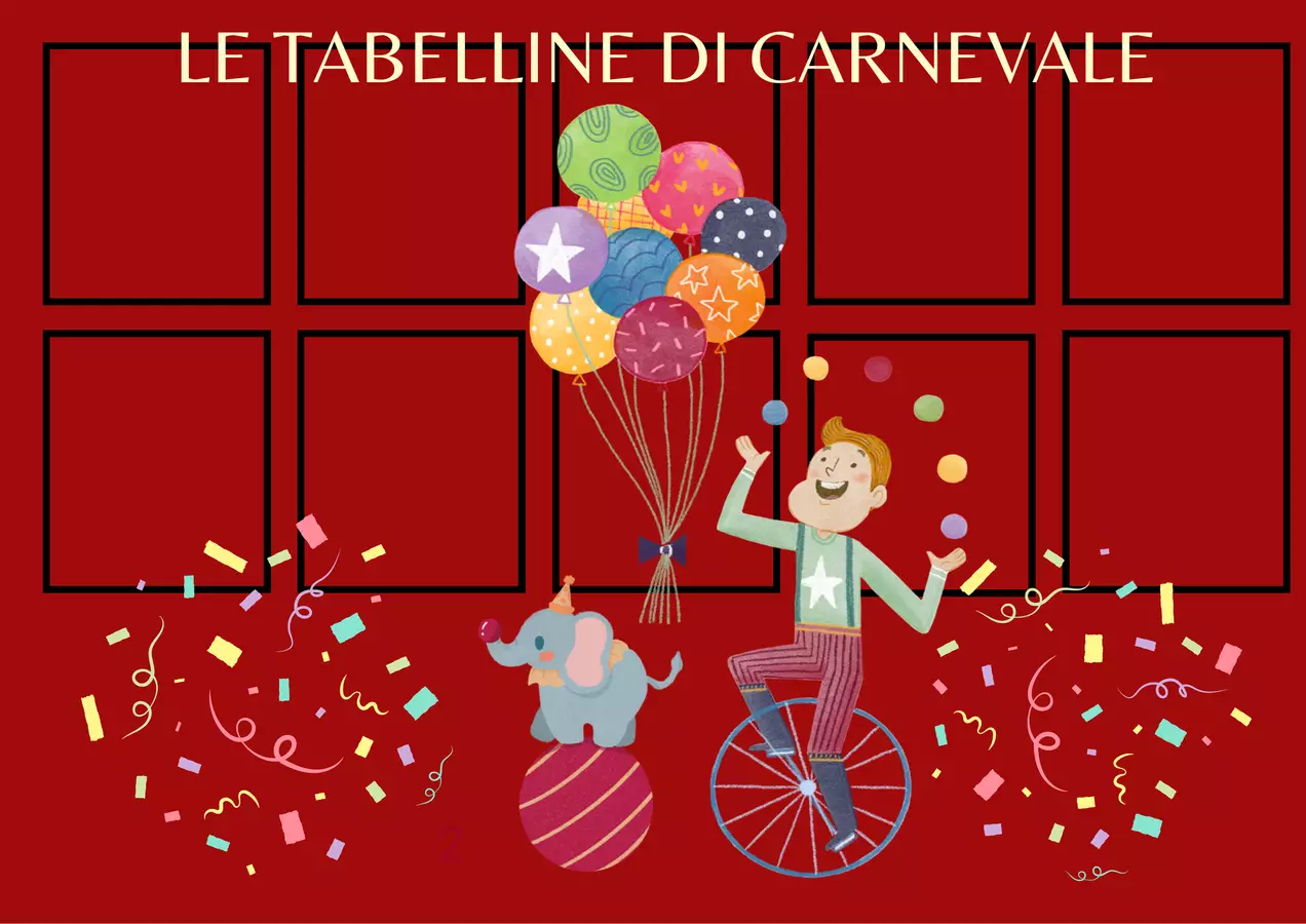 Le tabelline di Carnevale Materiale di supporto/inclusione - Le tabelline di Carnevale - Mikela_giordi - Pagina di copertina