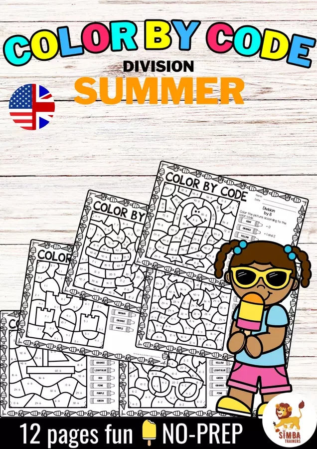 Color by code - Division (Summer) Estate Divisione Matematica Inglese Esercizi - Color by code - Division (Summer) Estate Divisione Matematica Inglese - SIMBA Trainers Education - Pagina di copertina