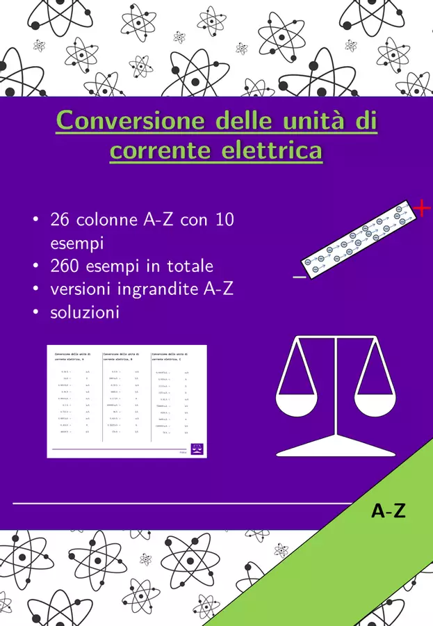 Conversione delle unità di corrente elettrica | fisica | 26 colonne Esercizi - Conversione delle unità di corrente elettrica | fisica | 26 colonne - Materiali Matematici - Pagina di copertina