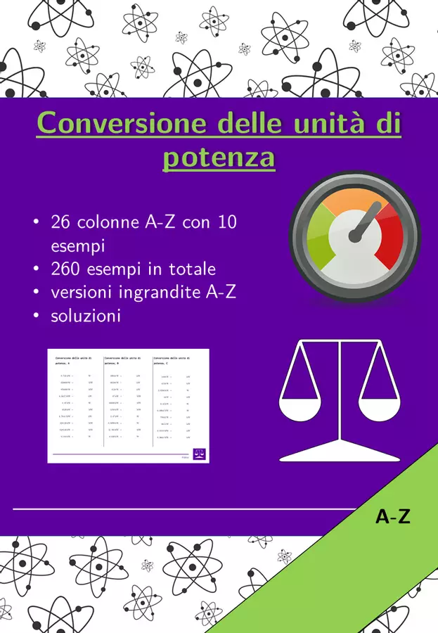 Conversione delle unità di potenza | fisica | 26 colonne Esercizi - Conversione delle unità di potenza | fisica | 26 colonne - Materiali Matematici - Pagina di copertina