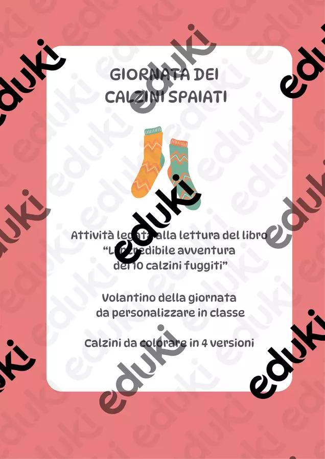 GIORNATA DEI CALZINI SPAIATI Altro tipo di materiale - GIORNATA DEI CALZINI SPAIATI - MaestraMarta - Pagina di copertina