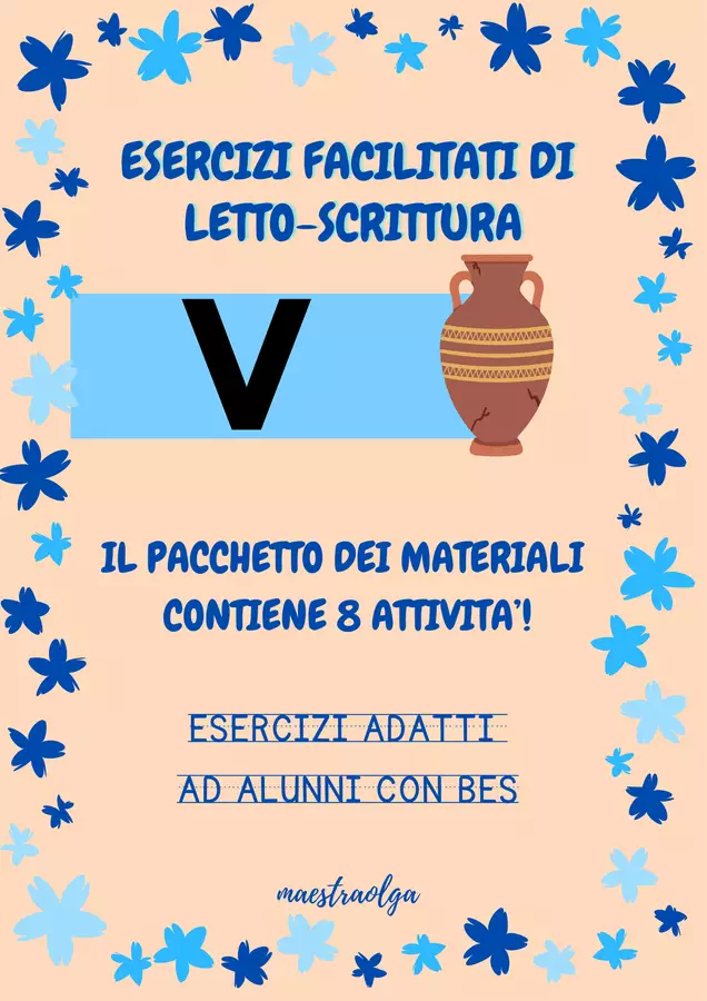 CONSONANTE V- Esercizi facilitati di letto-scrittura Esercizi - CONSONANTE V- Esercizi facilitati di letto-scrittura - maestraolga88 - Pagina di copertina