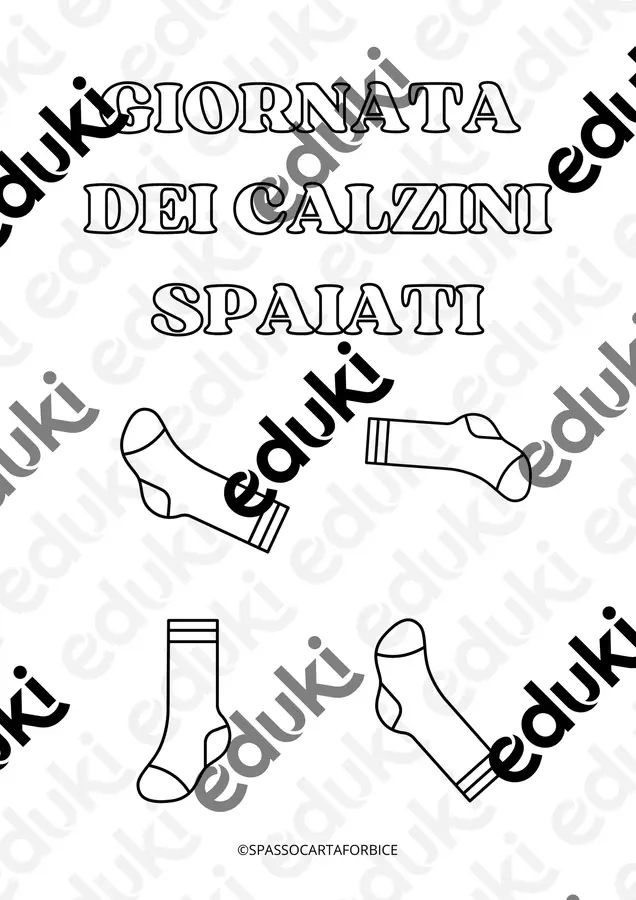 Giornata dei calzini spaiati - titolo da colorare Clipart / Immagini originali - Giornata dei calzini spaiati - titolo da colorare - Spassocartaforbice - Pagina di copertina