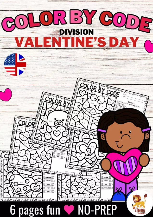 Color by code - Division (Valentine's Day) | San Valentino Divisione Matematica Inglese Esercizi - Color by code - Division (Valentine's Day) | San Valentino Divisione Matematica Inglese - SIMBA Trainers Education - Pagina di copertina
