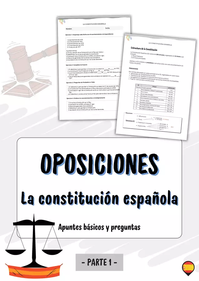 La Costituzione Spagnola per concorsi e scuola secondaria Esercizi - La Costituzione Spagnola per concorsi e scuola secondaria - Cuenta con Lluna - Pagina di copertina