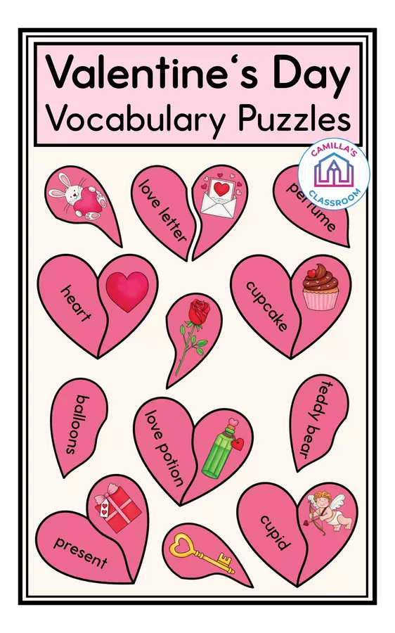 Valentine's Day - Vocabulary Puzzles Giochi - Valentine's Day - Vocabulary Puzzles - Camilla's Classroom - Pagina di copertina