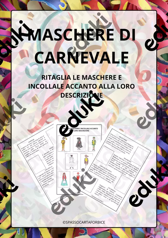 MASCHERE DI CARNEVALE taglia e incolla Clipart / Immagini originali - MASCHERE DI CARNEVALE taglia e incolla - Spassocartaforbice - Pagina di copertina