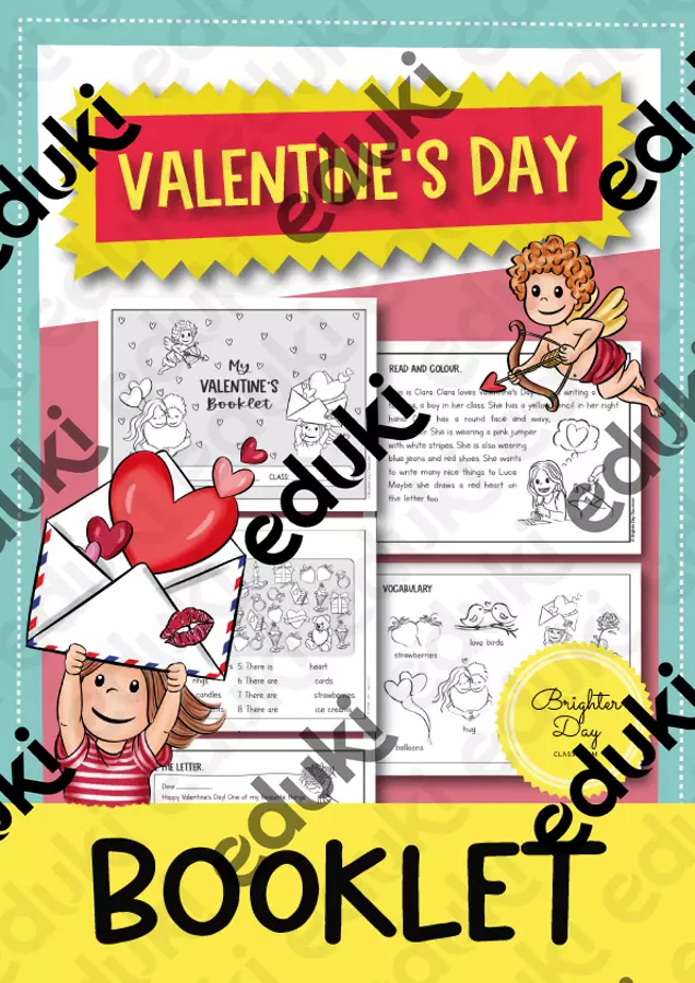 My Valentine's Day Booklet – attività creative per la lezione di inglese Esercizi - My Valentine's Day Booklet – attività creative per la lezione di inglese - Brighter Day Classroom - Pagina di copertina