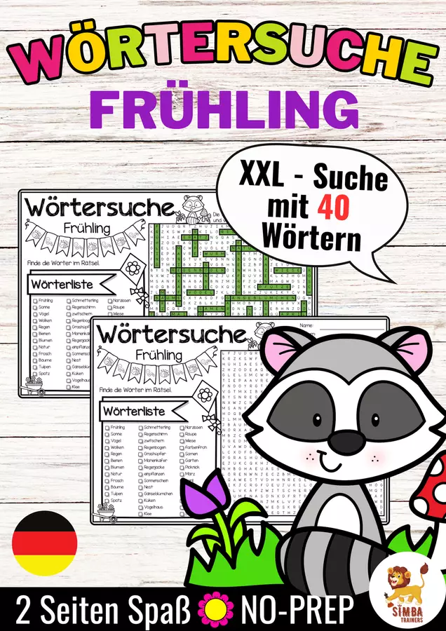 XXL Wörtersuche / Suchsel (Frühling) Jahreszeiten Primavera Stagioni Tedesco Esercizi - XXL Wörtersuche / Suchsel (Frühling) Jahreszeiten Primavera Stagioni Tedesco - SIMBA Trainers Education - Pagina di copertina