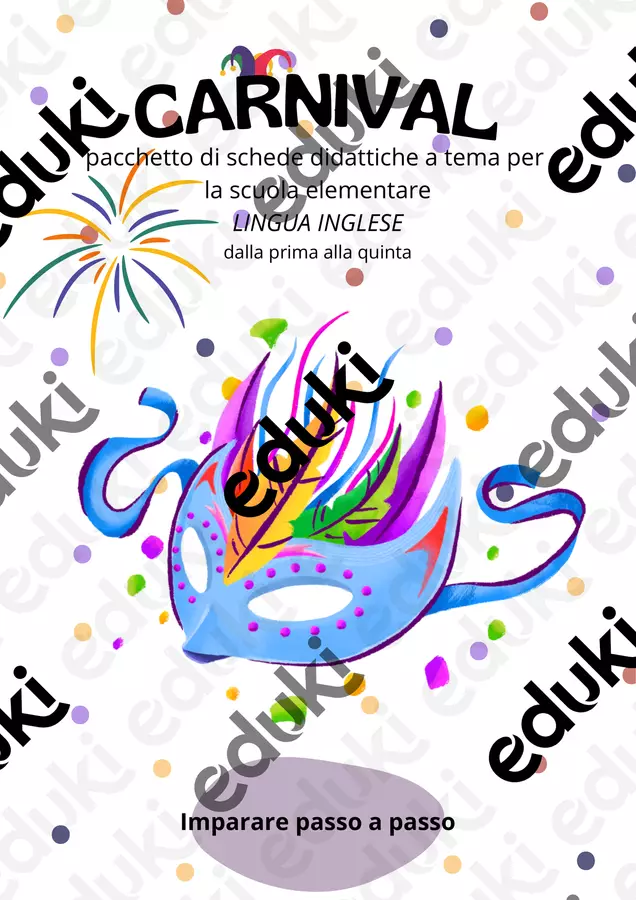 Carnevale:pacchetto schede didattiche inglese da I a V elem Esercizi - Carnevale:pacchetto schede didattiche inglese da I a V elem - Imparare passo a passo - Pagina di copertina