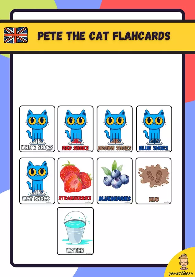 Pete and his white shoes flashcards Flashcard - Pete and his white shoes flashcards - games2learn - Pagina di copertina