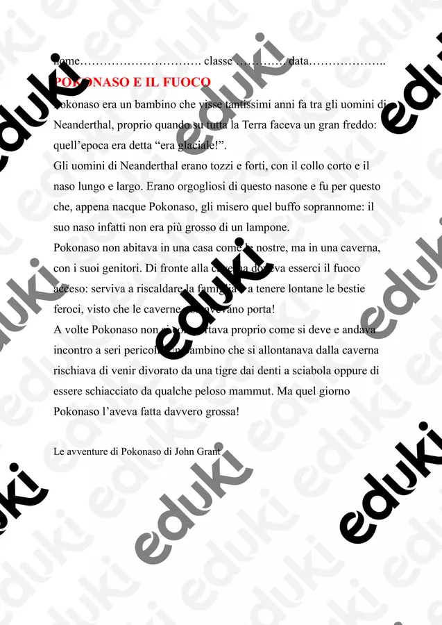 POKONASO E IL FUOCO Esercizi - POKONASO E IL FUOCO - la_maestra_giulia - Pagina di copertina