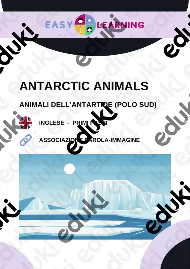 Animali dell'Antartide - Antarctic Animals / Inglese Materiale di supporto/inclusione - Animali dell'Antartide - Antarctic Animals / Inglese - Easy Learning Academy - Pagina di copertina