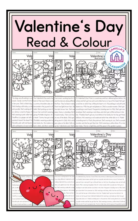 Valentine's Day - Read & Colour - Esercizi - Valentine's Day - Read & Colour - - Camilla's Classroom - Pagina di copertina