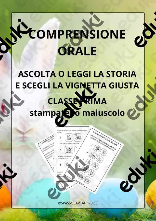 COMPRENSIONE ORALE ASCOLTA LA STORIA SCEGLI LA VIGNETTA Esercizi - COMPRENSIONE ORALE ASCOLTA LA STORIA SCEGLI LA VIGNETTA - Spassocartaforbice - Pagina di copertina