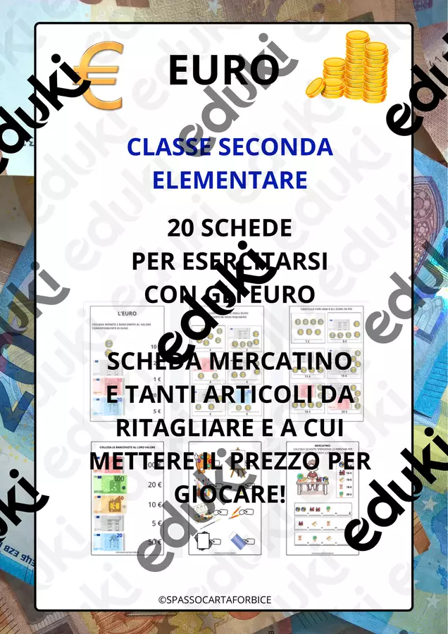 EURO SOLDI MATEMATICA SECONDA ELEMENTARE Esercizi - EURO SOLDI MATEMATICA SECONDA ELEMENTARE - Spassocartaforbice - Pagina di copertina