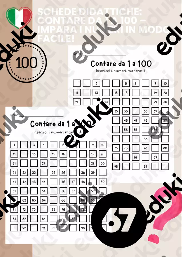 Schede didattiche: Contare da 1 a 100 – Impara i numeri in modo facile Didattica a stazioni - Schede didattiche: Contare da 1 a 100 – Impara i numeri in modo facile - Teachingsaurus Rex - Pagina di copertina