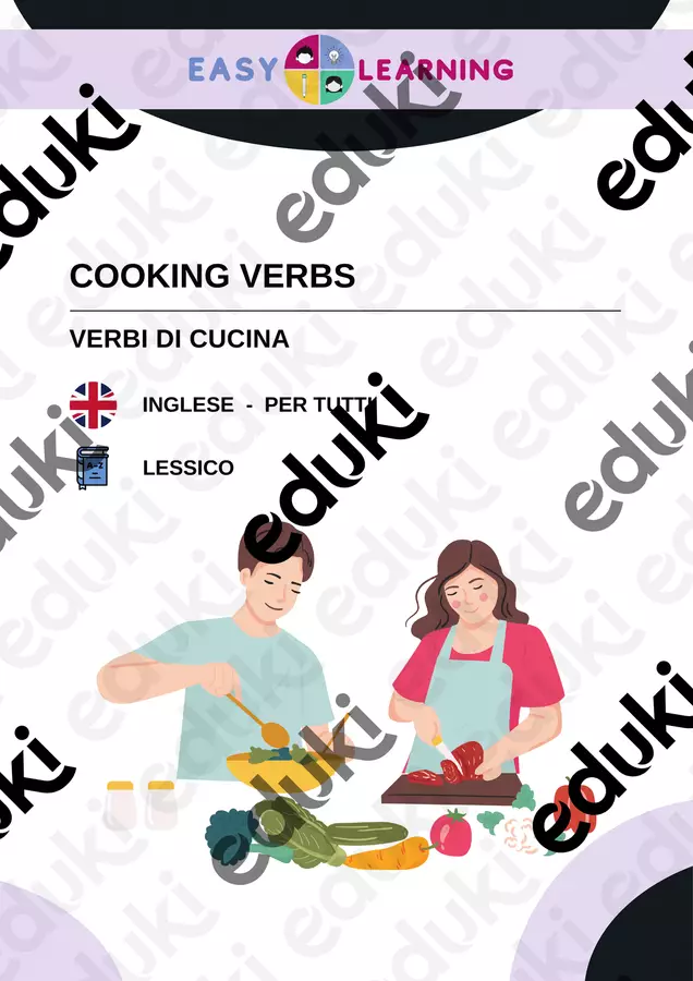 Verbi di Cucina - Cooking Vebs / Inglese Materiale di supporto/inclusione - Verbi di Cucina - Cooking Vebs / Inglese - Easy Learning Academy - Pagina di copertina