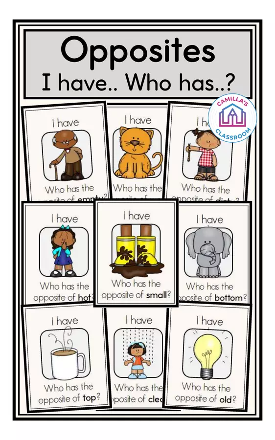 Opposites (Adjectives) - I have ... Who has..? Game Giochi - Opposites (Adjectives) - I have ... Who has..? Game - Camilla's Classroom - Pagina di copertina