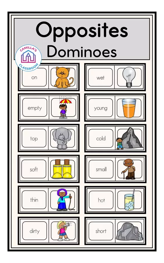 Opposites (Adjectives) - Dominoes Giochi - Opposites (Adjectives) - Dominoes - Camilla's Classroom - Pagina di copertina
