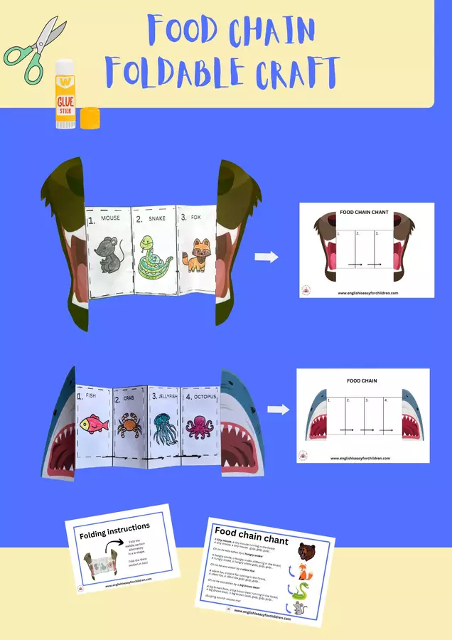 FOOD CHAIN FOLDABLE CRAFT Materiale di supporto/inclusione - FOOD CHAIN FOLDABLE CRAFT - English is easy for children - Pagina di copertina