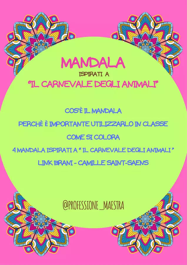 Mandala "Il Carnevale degli animali" - ascolta e colora! Audio - Mandala "Il Carnevale degli animali" - ascolta e colora! - Professione_Maestra - Pagina di copertina