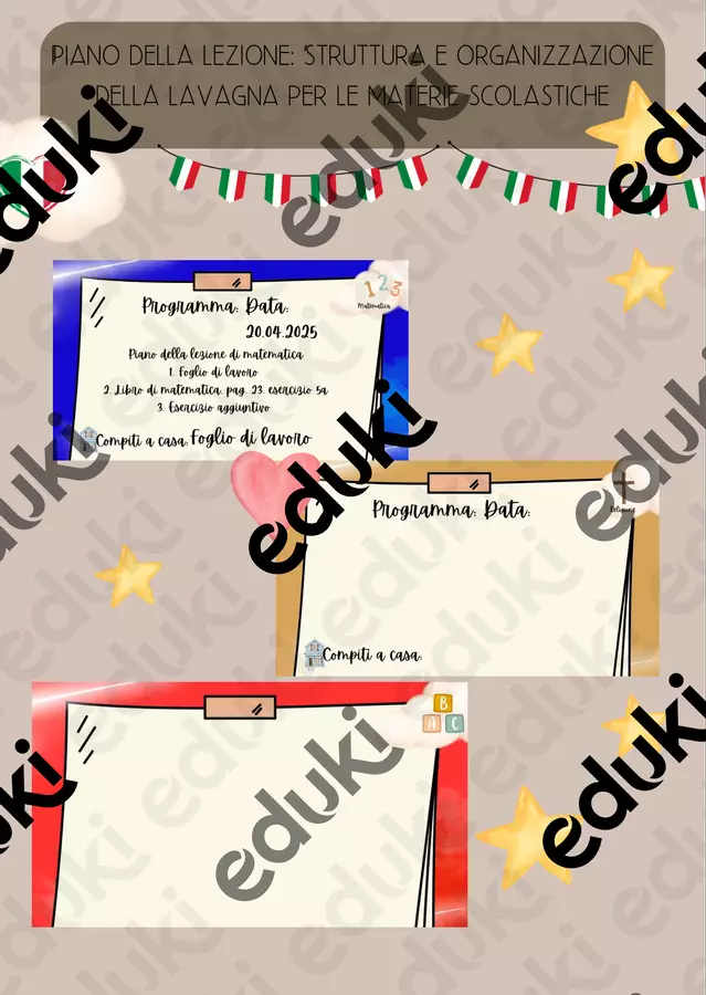 Piano della lezione Struttura e organizzazione della lavagna per le materie scolastiche Flashcard - Piano della lezione Struttura e organizzazione della lavagna per le materie scolastiche - Teachingsaurus Rex - Pagina di copertina